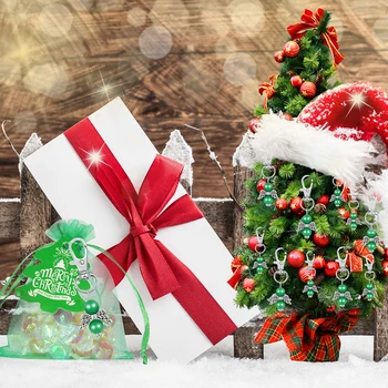 

24pack Holiday DIY Gift Bag Set Christmas Decoration Candy Storage Wrapping Cute Festival Drawstring With Keychain And Tag