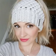 Women's Knitted Hats Women Ponytail Hat Fashionable Empty Top Hat with Warm Ear Protection Woolen Cap 2020 New Fashion All-match