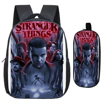 

Cute Stranger Things 3 Backpack Children Kids Bags Beautiful Printing Pattern Rucksack Cute Kindergarten Backpack + Pen Bag