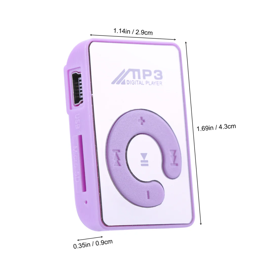 Мини Зеркало Музыка MP3 плеер Клип Поддержка 8 ГБ TF карта с USB кабель наушники