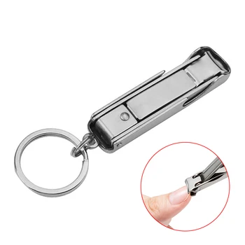 

a dual-use Stainless Steel Nail Clipper Mini Bottle Opener Key Chain Household Ultra-thin Foldable Silver
