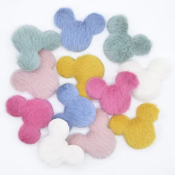 

Wholesale 60Pcs Soft Plush Mink Hair Mouse Head Applique for DIY Clothes Hat Shoes Sewing Patches Hairpin Band Bow Decor L58