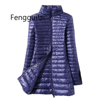 

Winter Women Down Jacket Female Ultra Light Stand Collar 90% White Duck Down Jackets Slim Long Sleeve Warm Slim Long Coat Parkas