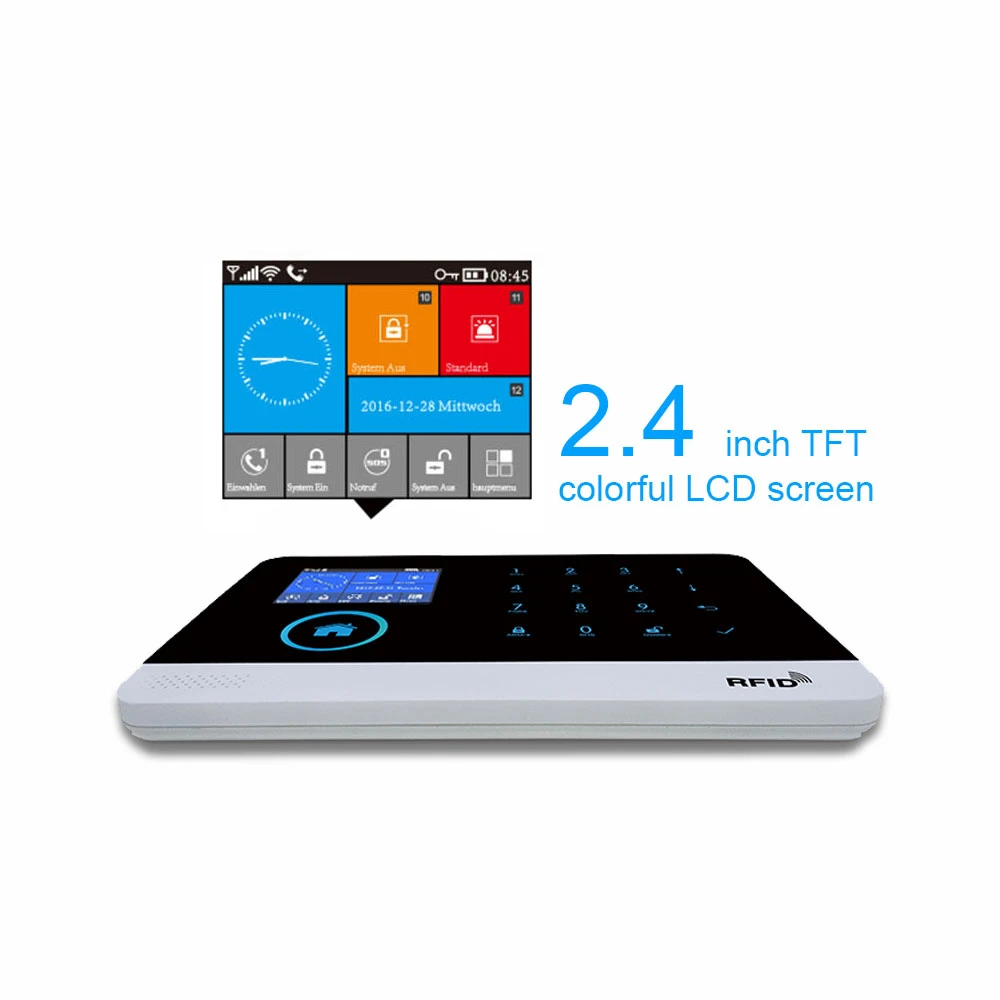 US $38.71 APP Remote Control Wireless Home Security WIFI GSM SOS GPRS Alarm system with Camera RFID card Arm Disarm For Android and IOS