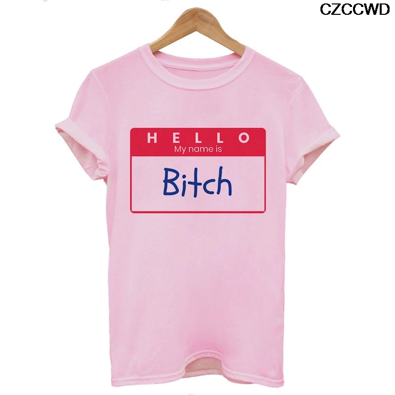 5302-pink Poleras Mujer De Moda, забавная белая футболка Harajuku, модная футболка с надписью Bye Bitch, Веселая Футболка с принтом, футболка для отдыха, топы - Цвет: 5302-pink