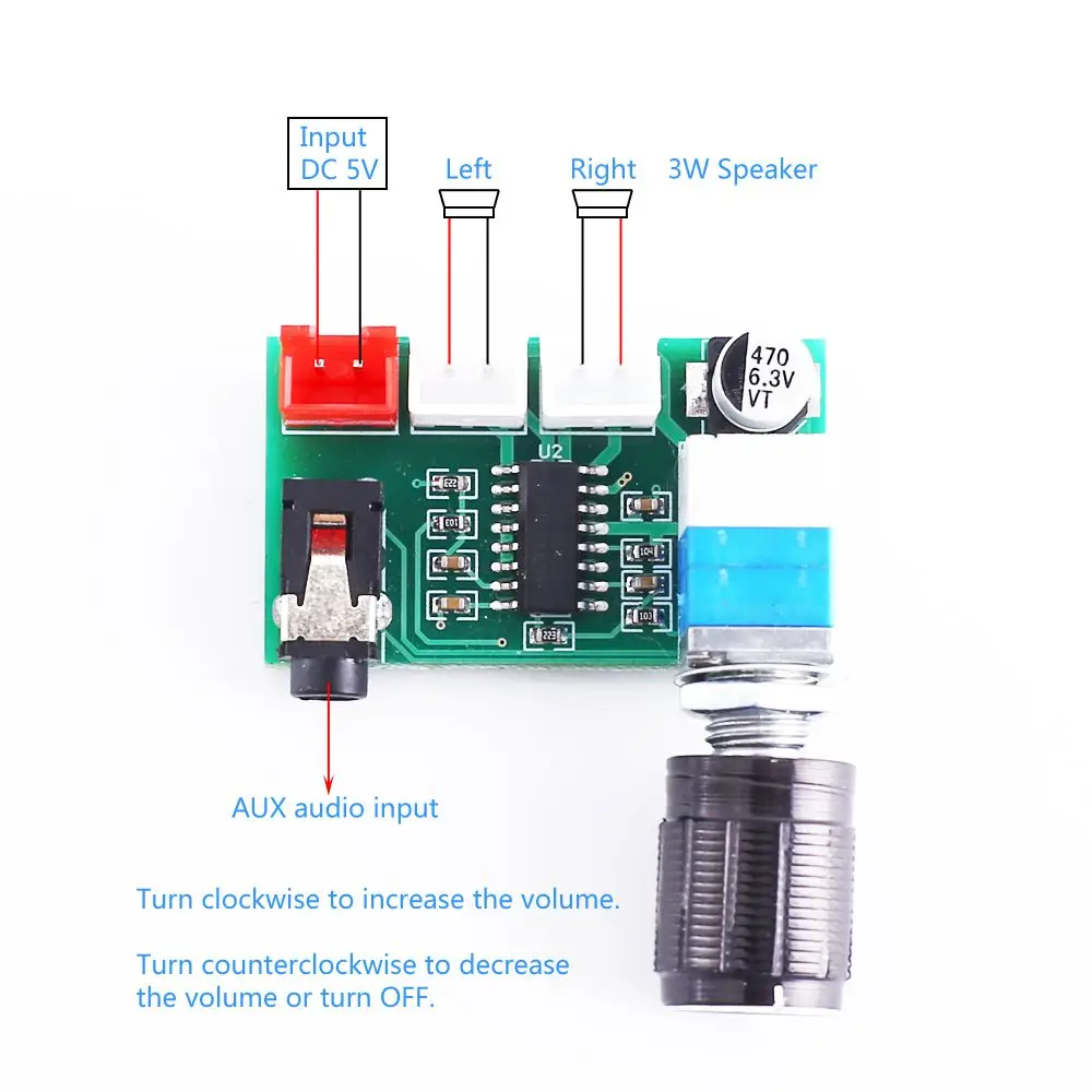 

LEORY DC 5V 3W*2 Voice Audio Amplifier Module AUX PAM8403 Stereo Digital Power Amplifier Board Chips