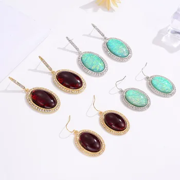 

Shineland Fashion Bohemian Geometric Resin Stone Irregular Drop Earrings for Women Vintage Punk Statement Brincos Jewelry Gift