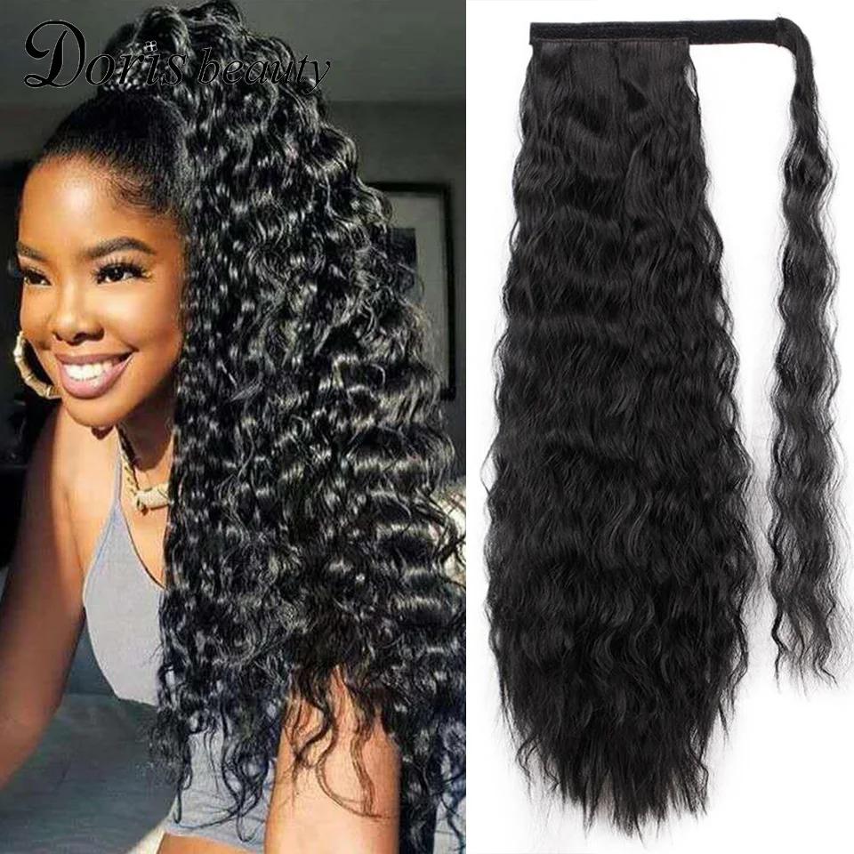 Buy Curly Ponytail Hair-Extension-Clip Fake-Hair Afro Synthetic-Wrap Kinky Magic-Paste  KJnaj33bE