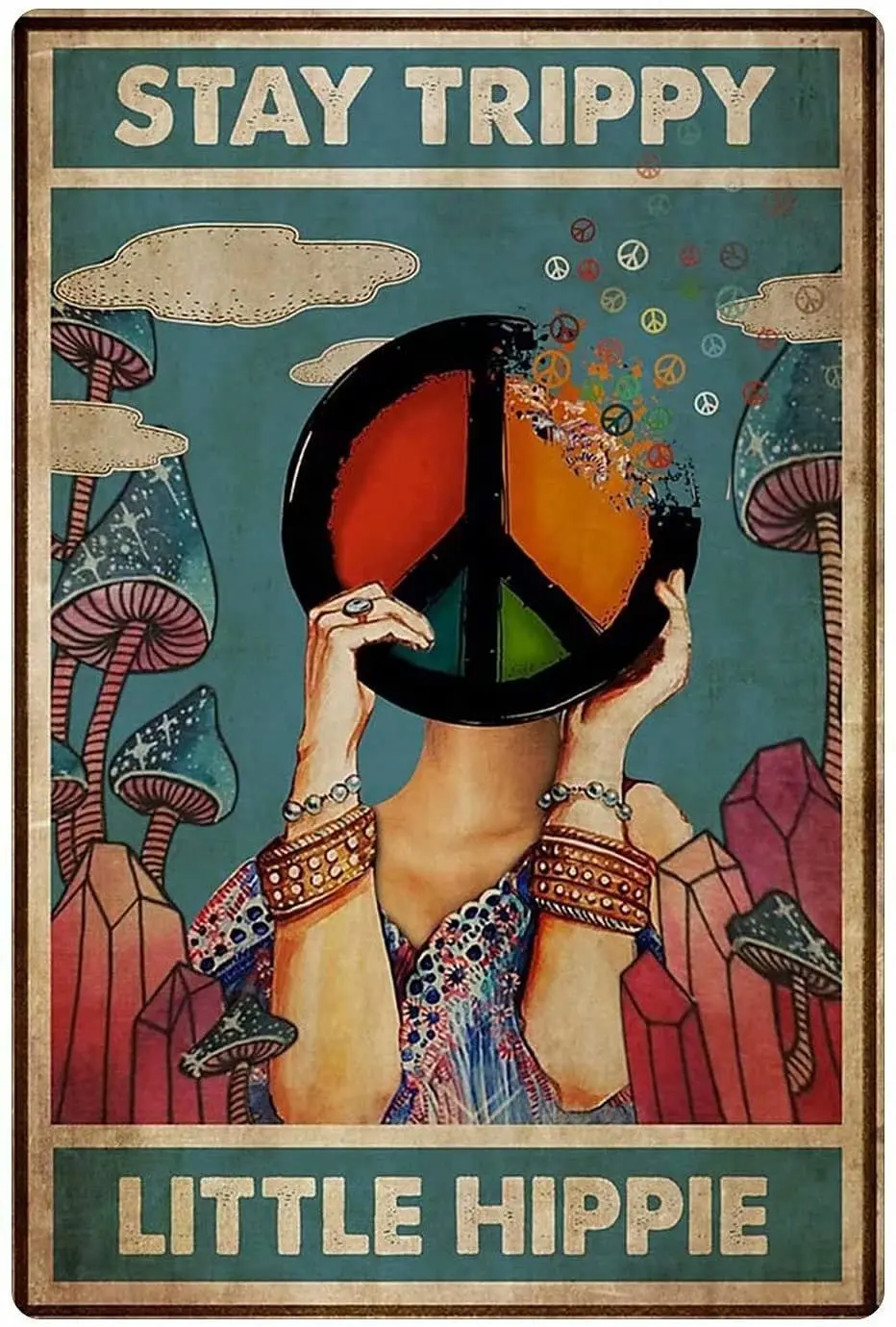 

Retro Metal Tin Sign , Stay Trippy Little Hippie Retro Metal Tin Sign , Metal Tin Sign Wall Decoration/Bar,Restaurant, Cafe,