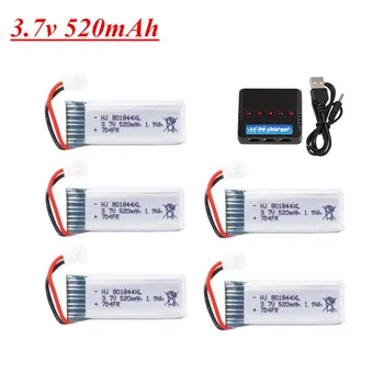

3.7v Lipo Battery for Hubsan H107P 801844 3.7V 520mAh 25c Battery + USB Charger Set for H107P RC Camera Drone Accessories