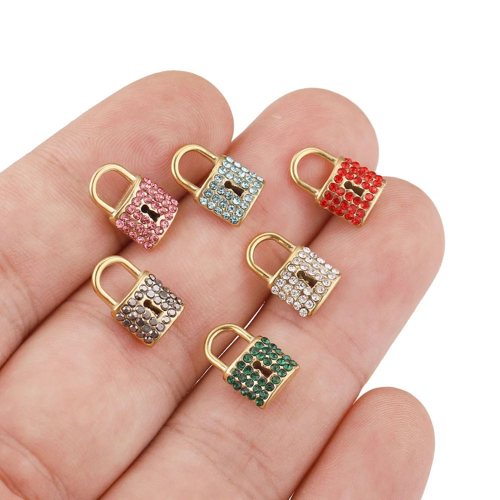 

5 шт. Позолоченные Подвески из нержавеющей стали с фианитами и кристаллами, подвески для влюбленных пар, Diy Мини ожерелье, браслет, изготовле...