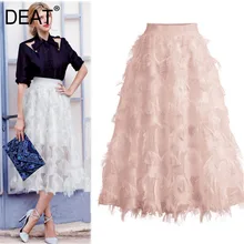 [DEAT] Осенняя мода тренд узор милые Креативные ресницы украшены большой плиссированные длинные женские юбки AI639