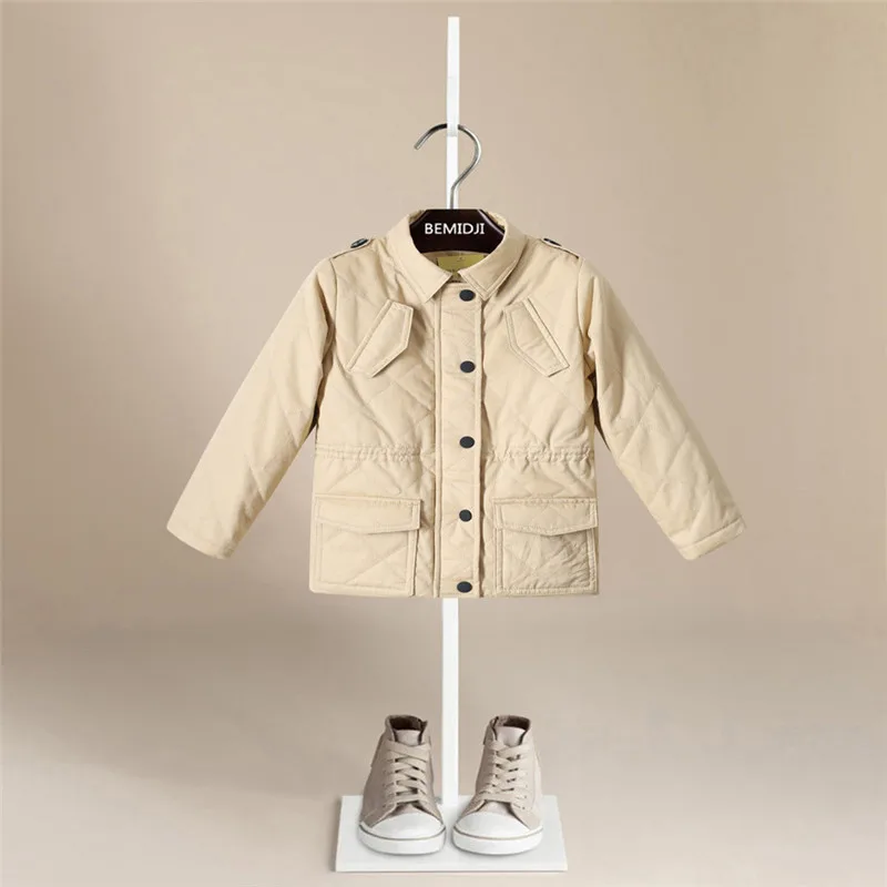 

Baby Trench Coat Fashion Double Breasted Windbreaker For Boy Lapel Solid Long Outwear High Quality Children Clothing Autumn