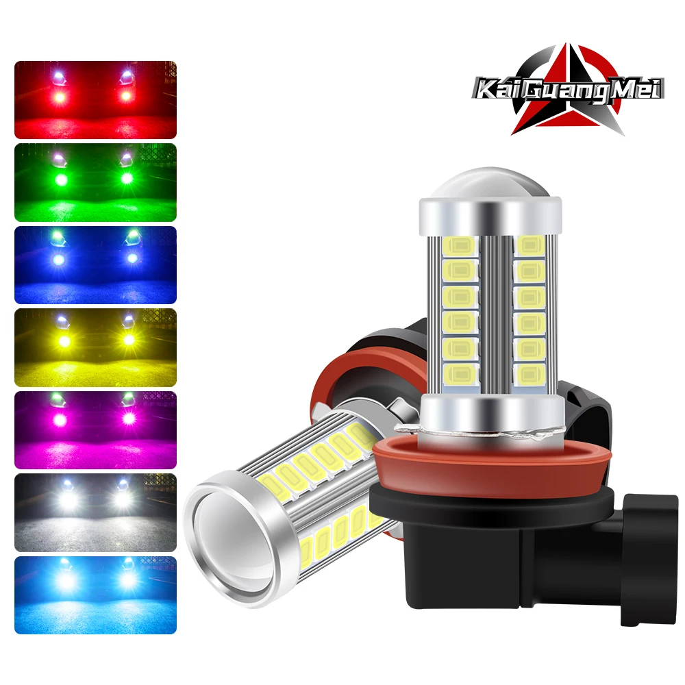 

H11 H8 H4 H7 9005 9006 LED Bulbs 33SMD 5730 Car LED Fog Lights DRL Extremely Bright 6000K White/Amber/Red/Blue/Pink/Green-2pcs