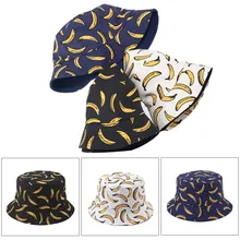 Новая двойная односторонняя головка с принтом банана, мужская и женская парусиновая Рыбацкая шляпа, широкая с полями, солнце, шляпа s, ведро, шапки IR-ing