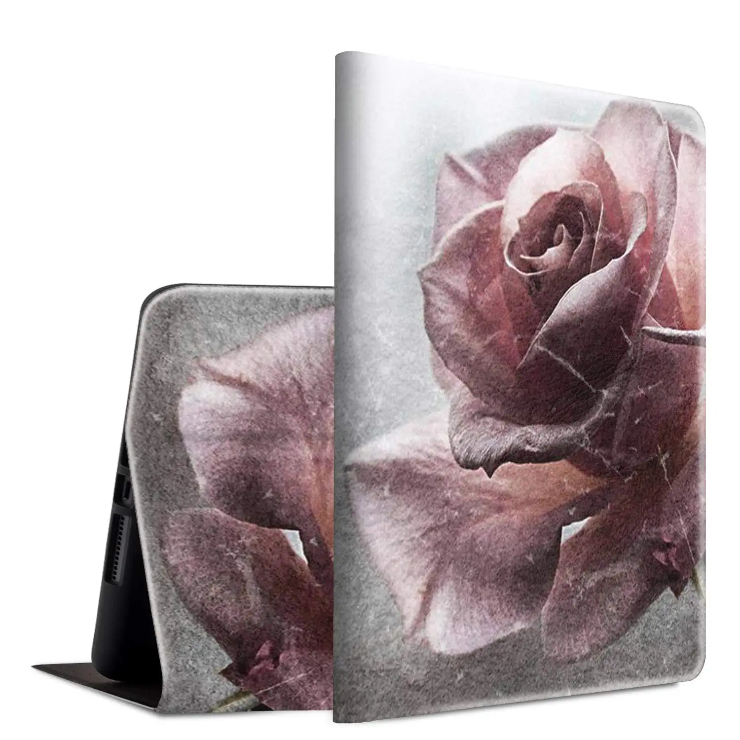 

For Apple iPad 10.2 inch 7th Gen 2019 Case,PU Folio Cover Adjustable Stand Auto Wake/Sleep Smart Protect case-Abstract Pink Rose