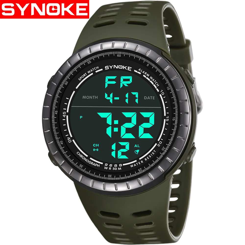 

SYNOKE Fashion Large Dial Electronic Watch Waterproof Multi-functional Outdoor Sports Night Light Students Electronic Watch