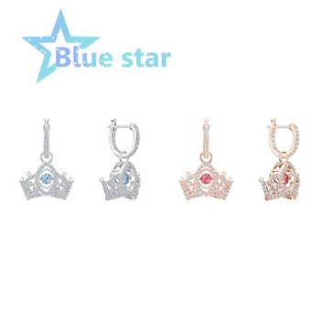 

Swarovskis original 1：1 exquisite Bee A Queen drop-shaped color earrings, red, rose gold platin、blue, rhodium-plated