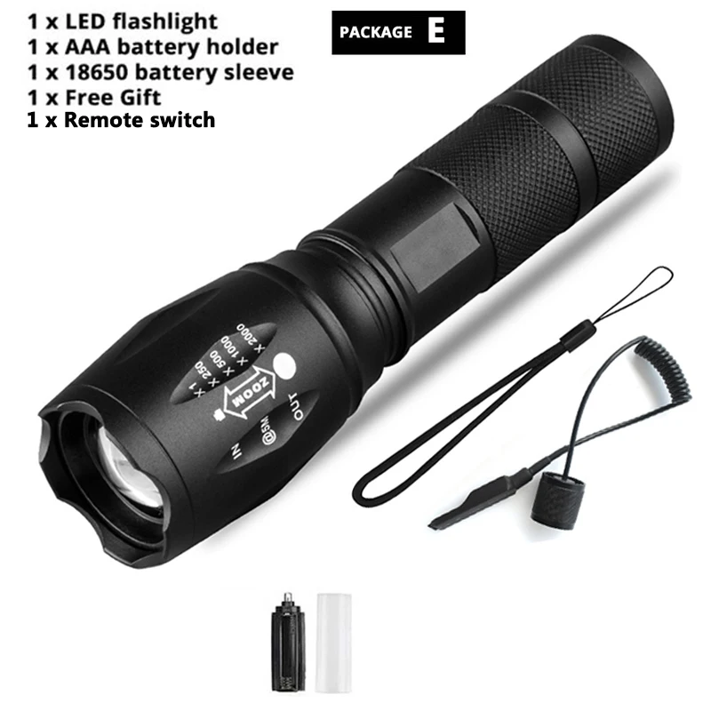 Z45 Led Flashlight Ultra Bright Waterproof Torch T6/L2/V6 zoomable 5 Modes tactiacl flashlight for hunting use 18650 battery good flashlights Flashlights