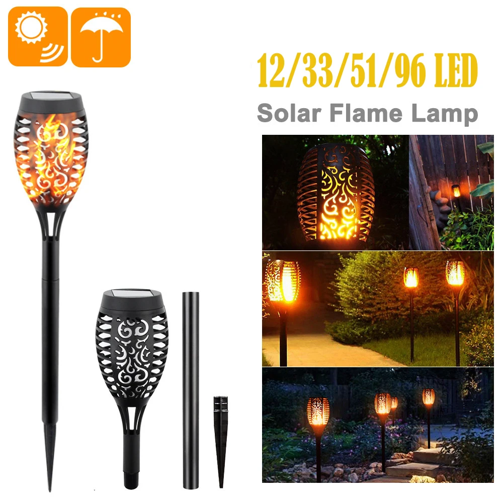 1/2/4pcs LED Solar Flame Lamp Flickering Outdoor IP65 Waterproof Landscape Yard Garden Light Path Lighting | Лампы и освещение