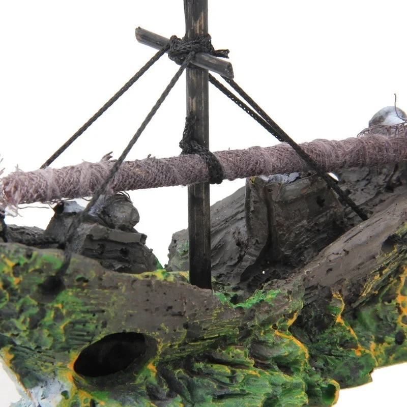 Aquarium Ornament Wreck Sunk Ship Sailing Boat Destroyer Fish Tank Cave Decor Fish Tank Accessories