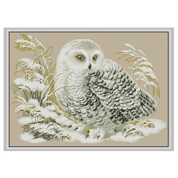 

Top Quality Lovely Hot Sell Counted Cross Stitch Kit Snow White Owl in Winter riolis 1241