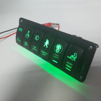

Waterproof Rocker Switch Panel Splash-proof Green LED Replacement Accessories