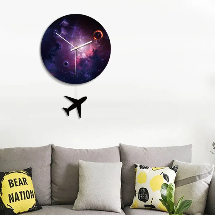 1 Pcs Wall Clock Black Hole Round Removable Durable for Home Bedroom Office E2S
