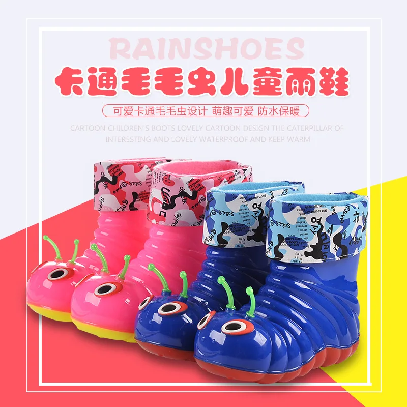 

CHILDREN'S Rain Boots Rain Shoes Splittable plus Velvet Warm New Style Cartoon Fun BOY'S Girls Rain Boots Baby Waterproof Rain B