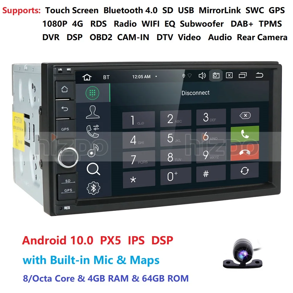 2DIN Car Android 10 4G Оперативная память 64G Встроенная автомобиль без DVD Радио