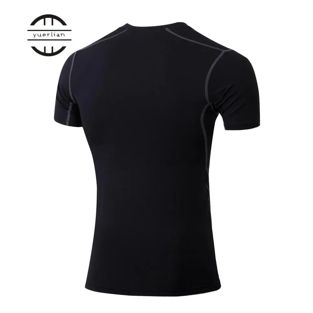 Yuerlian Мужская Спортивная рубашка с коротким рукавом, высокая эластичность, спортивные футболки, удобная плотная быстросохнущая футболка, прекрасный подарок для мужчин - Цвет: 1