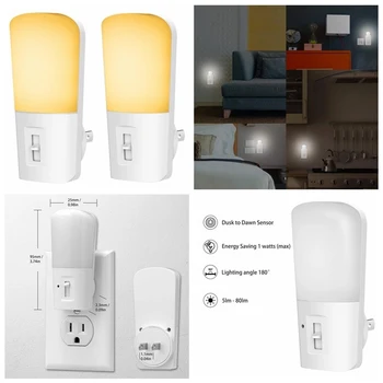 

2PCS Eye Protection 3 Gears LED Lamp Night Light Plug In Automatic Induction Energy Saving Kids Adjustable Brightness Lamp