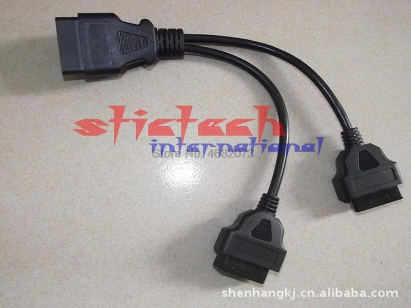 Через dhl или ems 20 штук OBD-II OBD2 16Pin Мужской до 2 Женский удлинитель elm327 16 pin креплением