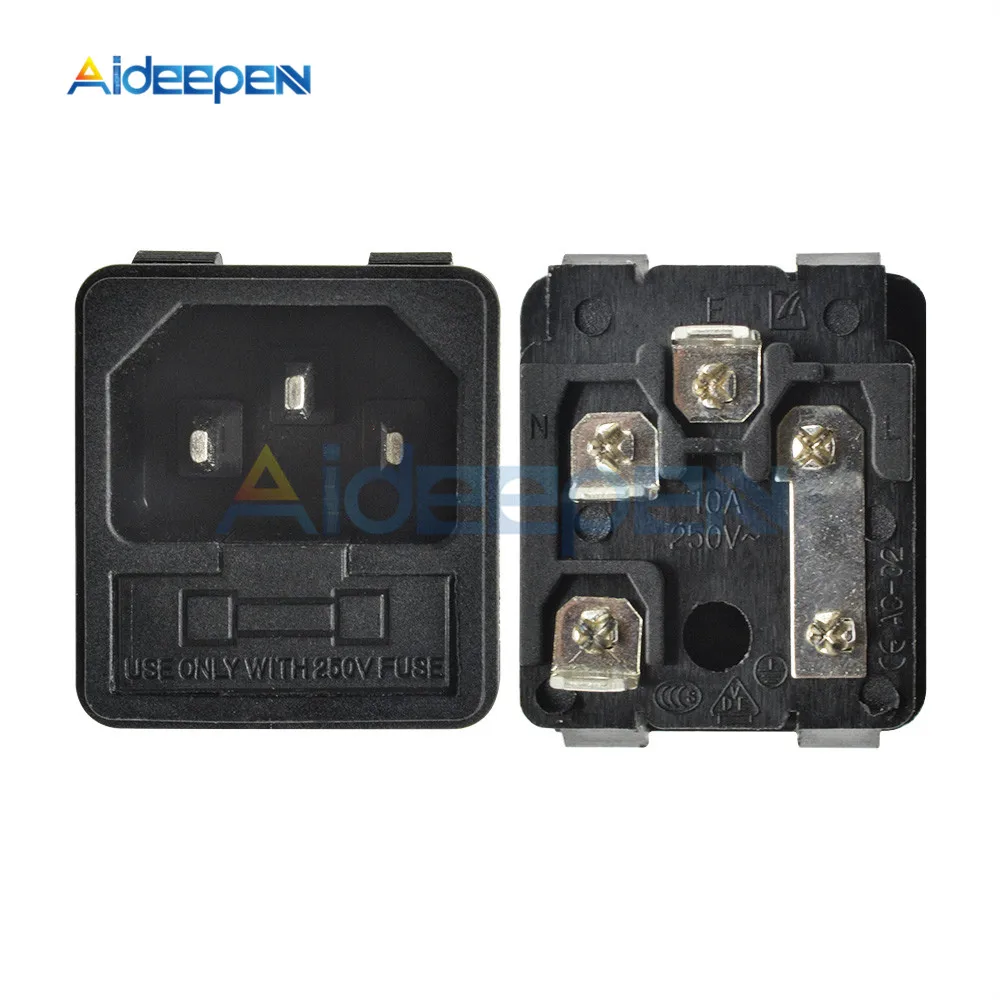 5 шт. AC-02 10A 250VAC 3 Pin IEC320 C14 Входной разъем питания оснастка Тип AC Розетка питания с предохранителями интерфейс