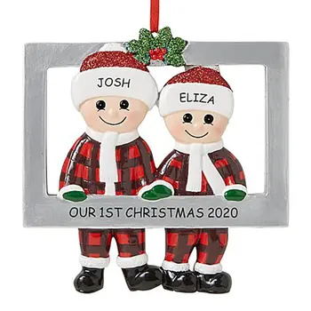 

Christmas Tree Pendant Christmas Family Member New Baby Snowman Photo Frame Pendant DIY Name Blessing Christmas Decoration Gifts