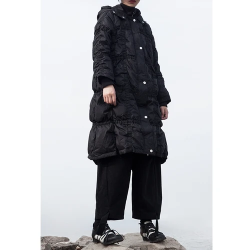 black DMY1684 XITAO, длинное женское пуховое пальто, модное, новинка, зимнее, длинный рукав, широкая талия, одна грудь, элегантное, маленькое, свежее пальто DMY1684 - Цвет: black DMY1684