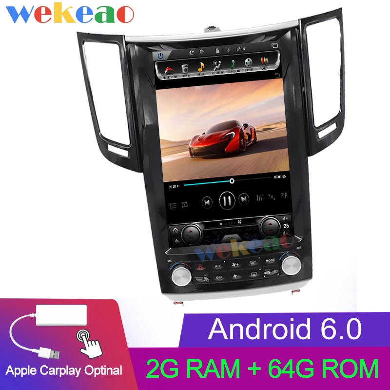Android Car Radio Wekeao вертикальный экран Tesla стиль 12,1 ''Android автомобильный Радио gps навигация для Infiniti QX70 FX25 FX35 автомобильный dvd-плеер 2007 - Цвет: Android Car Radio