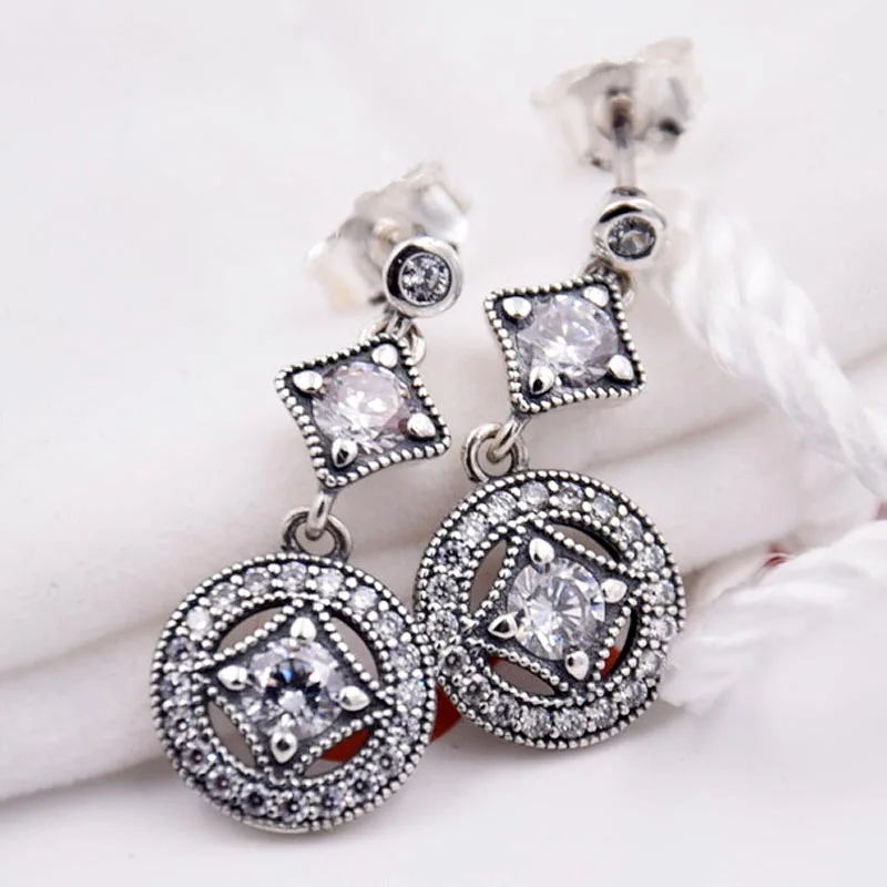 Оригинальные Винтажные серьги Allure с кристаллами, висячие серьги для женщин, 925 пробы серебряные серьги, свадебный подарок, хорошее Европейское ювелирное изделие