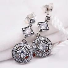 Оригинальные Винтажные серьги Allure с кристаллами, висячие серьги для женщин, 925 пробы серебряные серьги, свадебный подарок, хорошее Европейское ювелирное изделие