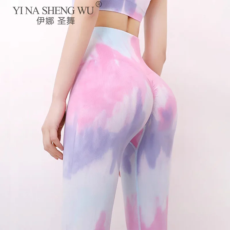 

Tie Dying Seamless High Waist Leggings Women Yoga Trousers Running Workout Clothes Fitness Sports Shorts Sportswear Yoga Pants