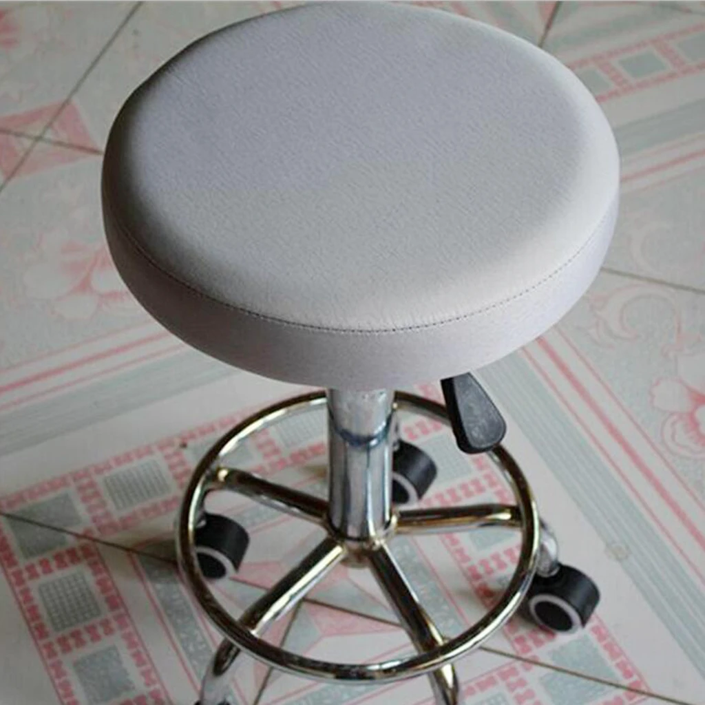 2xGrey_33x10cm Waterproof Anti-slip Bar Stool Cover Round Lift Chair Seat Sleeve for Salon Smooth Surface