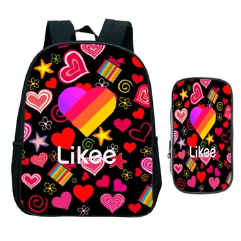 

Likee App 2pcs Set Backpack Beautiful Pattern LIKEE Cat Heart Fox School Bags Beautiful Kindergarten Rucksack with Pen Case