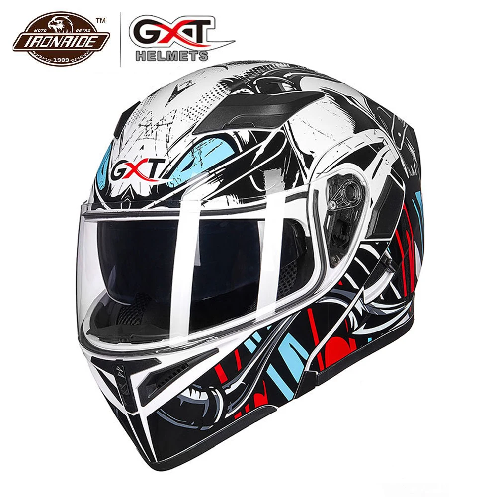 GXT мотоциклетный шлем Мото шлем для мотокросса флип-ап Capacete da Motocicleta Cascos Doublel объектив гоночный шлем для верховой езды