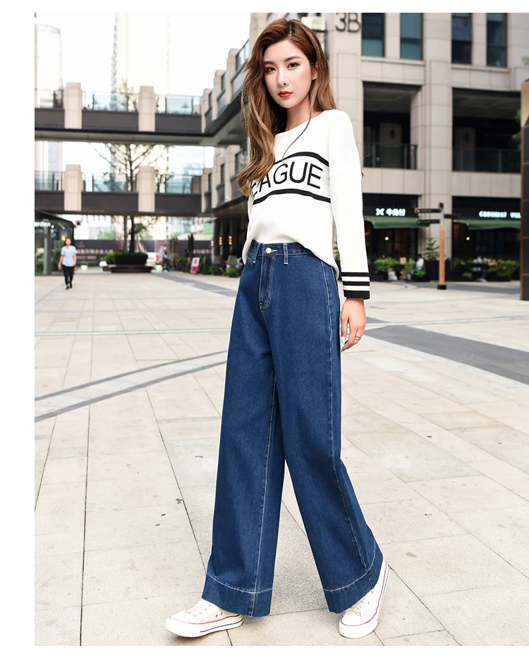 Vintage high waist jeans woman Full Length demin pants trousers Washed plus size jeans Straight blue fashion winter autumn new