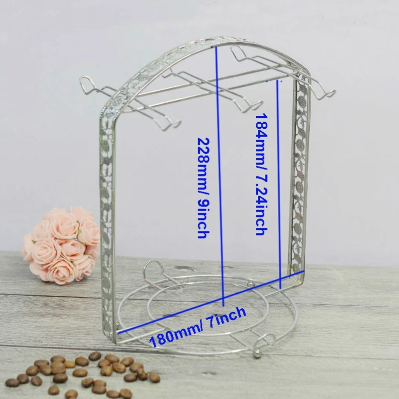 Серебряное покрытие кофейная чашка варочная чашка сушилка может повесить большинство 6 чашек и блюдца металлическая подставка держатель