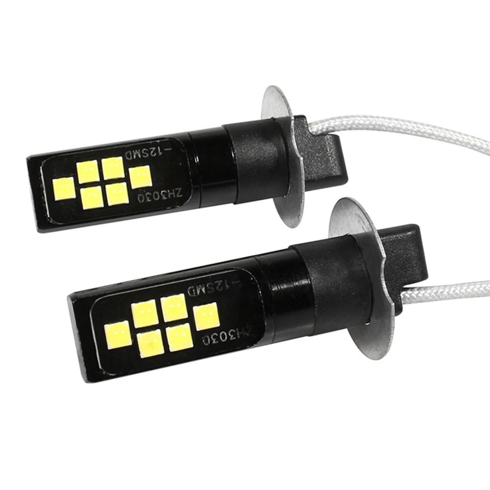 Bombilla LED antiniebla H3 para coche, lámpara de conducción DRL superbrillante, 12V de CC, 3030 SMD, 5 colores opcionales, 2 uds.