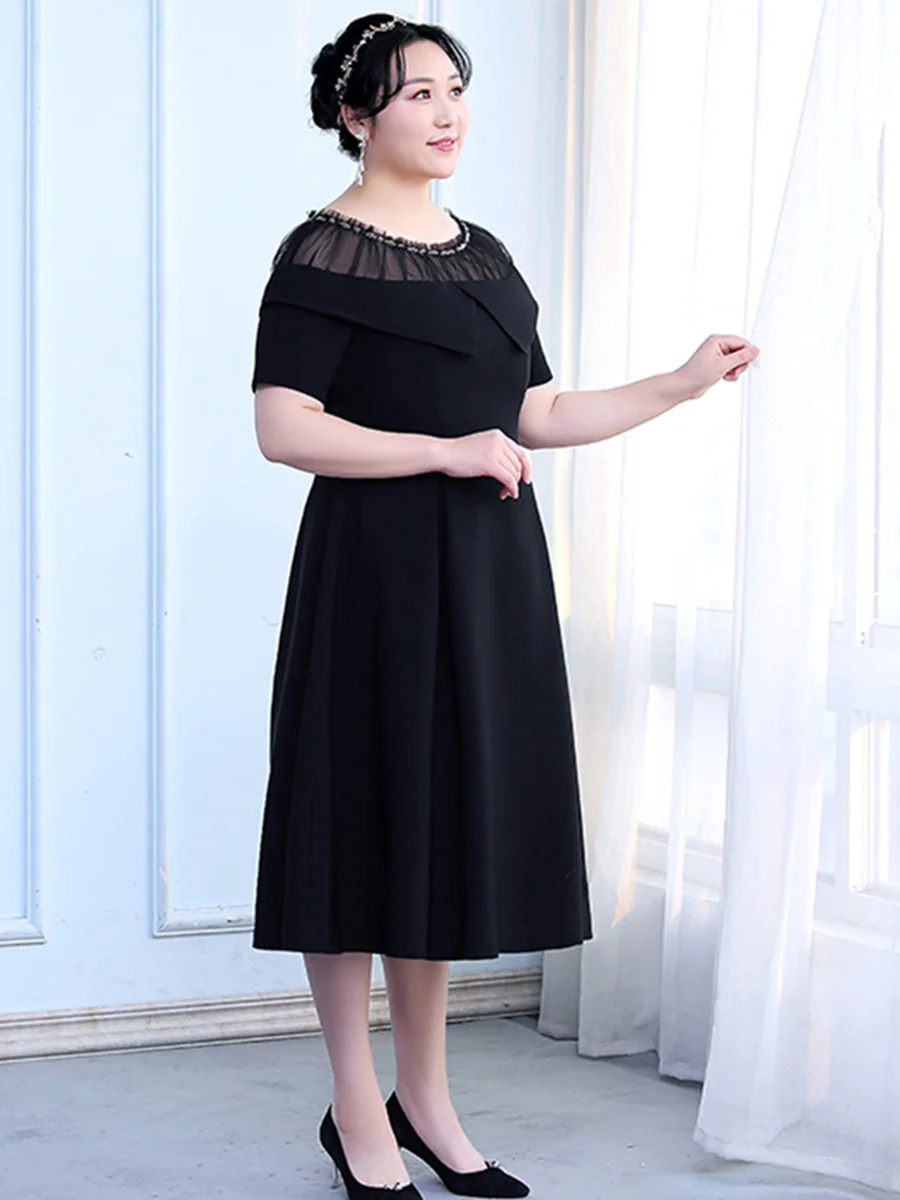 Платья для выпускного вечера с круглым вырезом и бисером Vestidos De Gala размера плюс, женские вечерние платья с коротким рукавом, вечерние платья для выпускного вечера T156