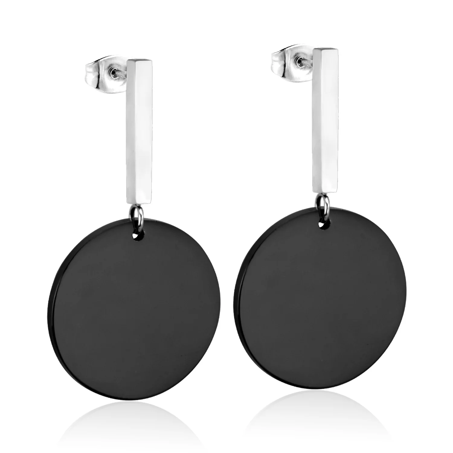 Комплект серег LUXUKISSKIDS из нержавеющей стали с черными кольцами для женщин модные