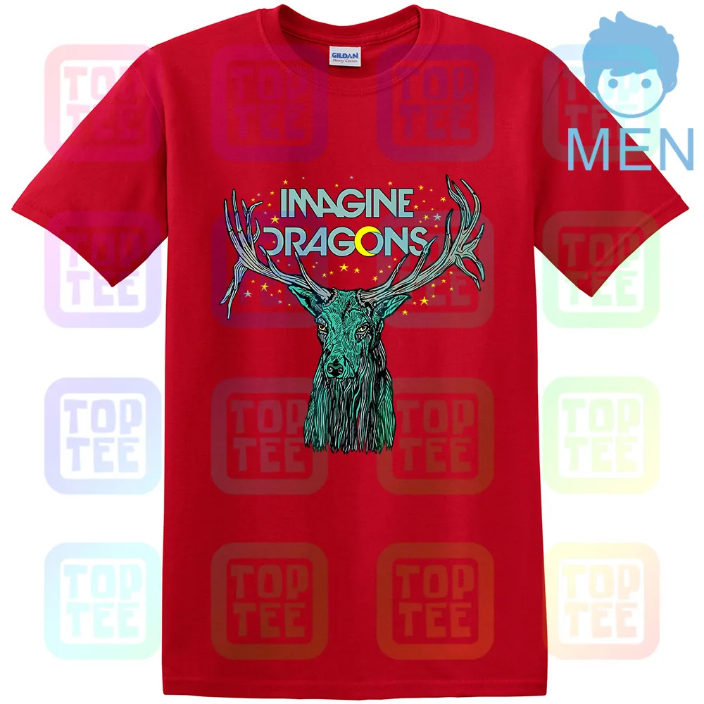 IMAGINE Dragon Elk In Stars Мужская футболка унисекс Официальный Лицензированный Merch - Цвет: MEN-RED