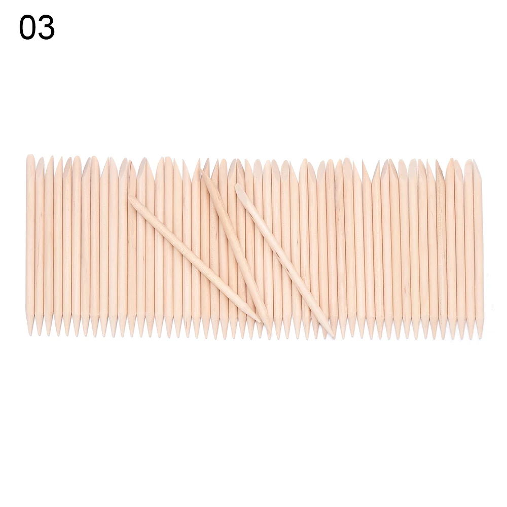 Style 3 50Pcs Горячая распродажа 10/30/50/100 шт пилинг деревянной палочкой для удаления кутикулы оранжевый двухсторонний инструмент для дизайна ногтей, для маникюра, педикюра толкатель для ногтей инструмент - Цвет: Style 3 50Pcs